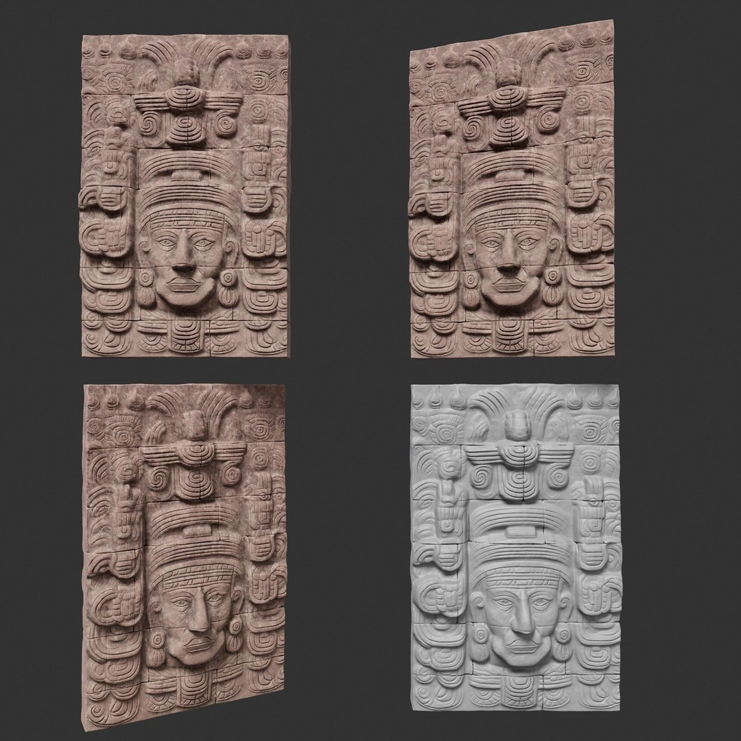 Mayan Temple Wall 3D Model – Low Poly Architectural Asset, FBX - View 19