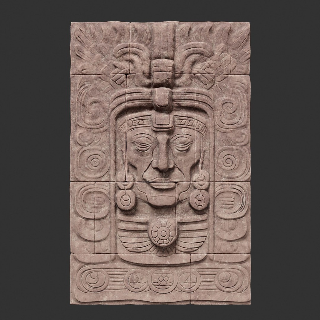 Mayan Temple Wall 3D Model – Low Poly Architectural Asset, FBX - View 20