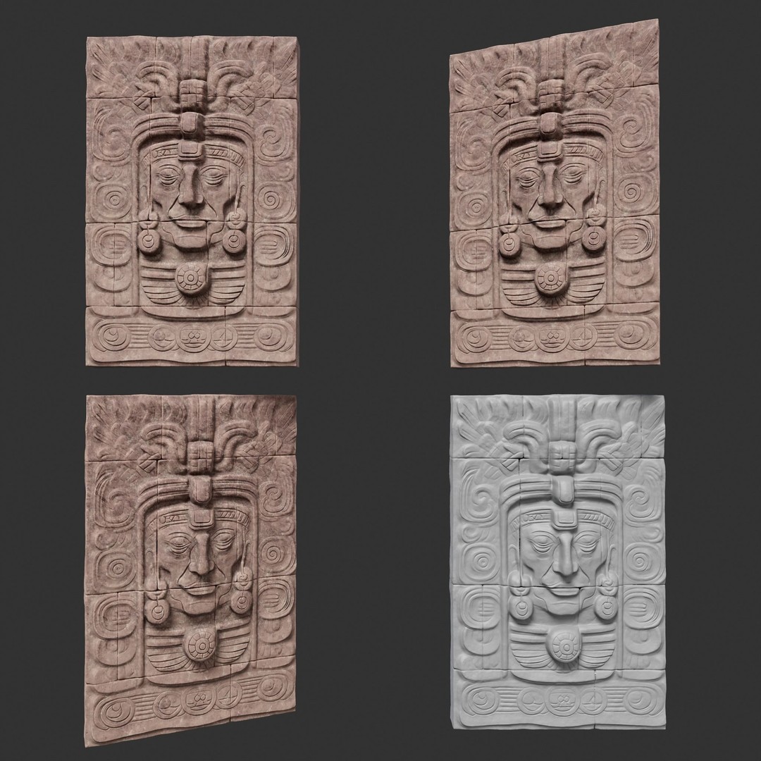 Mayan Temple Wall 3D Model – Low Poly Architectural Asset, FBX - View 21