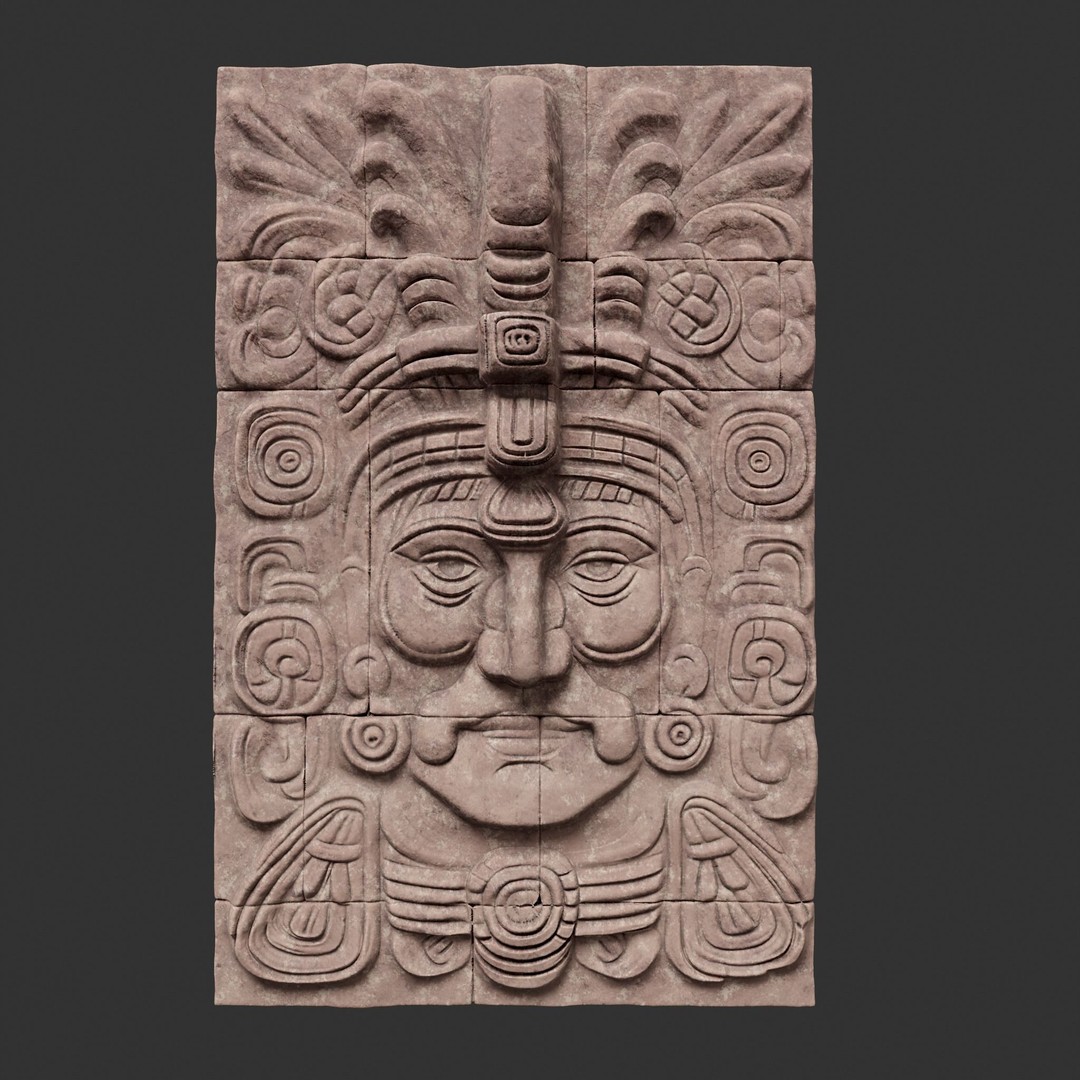 Mayan Temple Wall 3D Model – Low Poly Architectural Asset, FBX - View 22