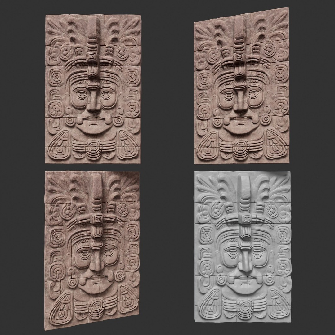 Mayan Temple Wall 3D Model – Low Poly Architectural Asset, FBX - View 23