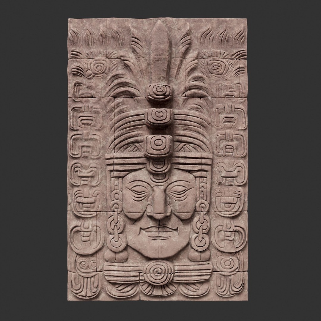 Mayan Temple Wall 3D Model – Low Poly Architectural Asset, FBX - View 24