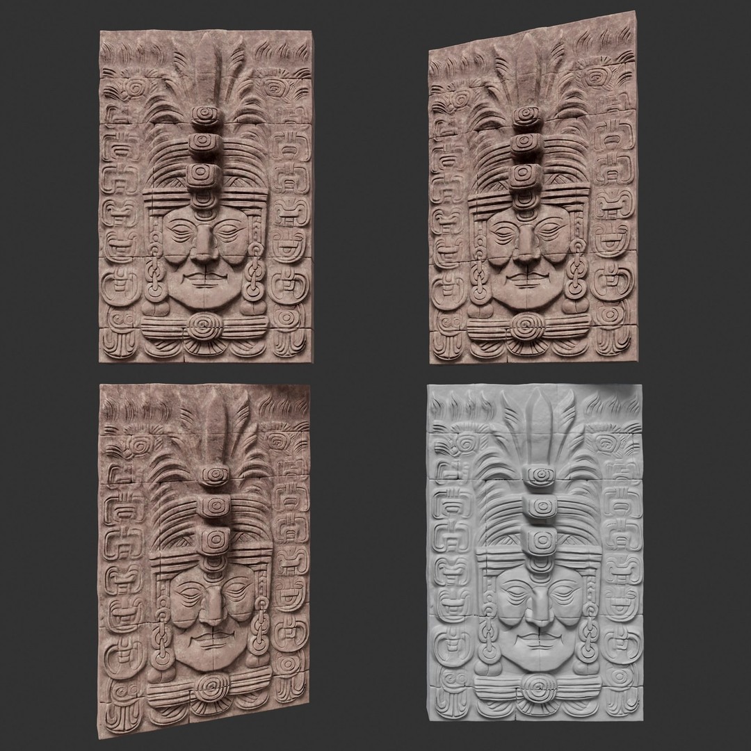 Mayan Temple Wall 3D Model – Low Poly Architectural Asset, FBX - View 25