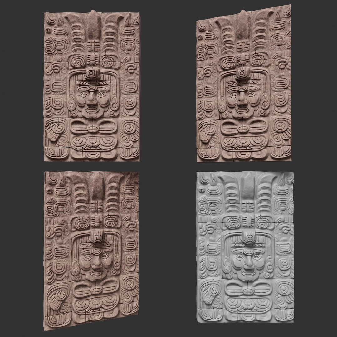 Mayan Temple Wall 3D Model – Low Poly Architectural Asset, FBX - View 27