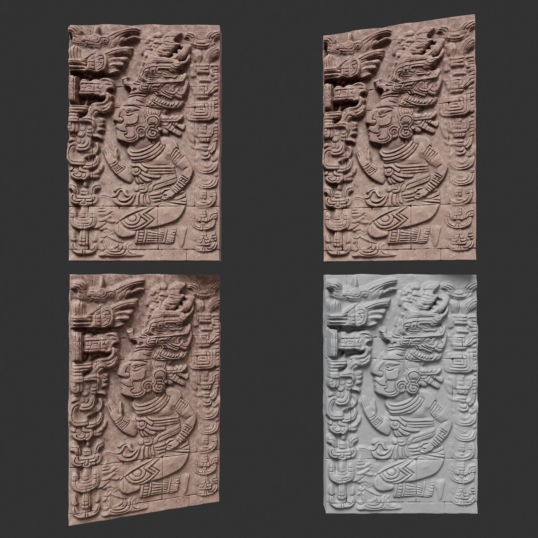 Mayan Temple Wall 3D Model – Low Poly Architectural Asset, FBX - View 29