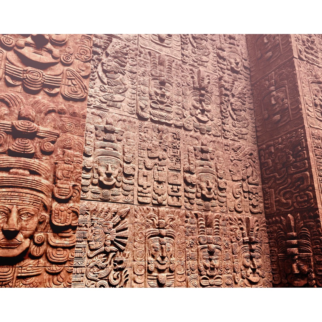 Mayan Temple Wall 3D Model – Low Poly Architectural Asset, FBX - View 3