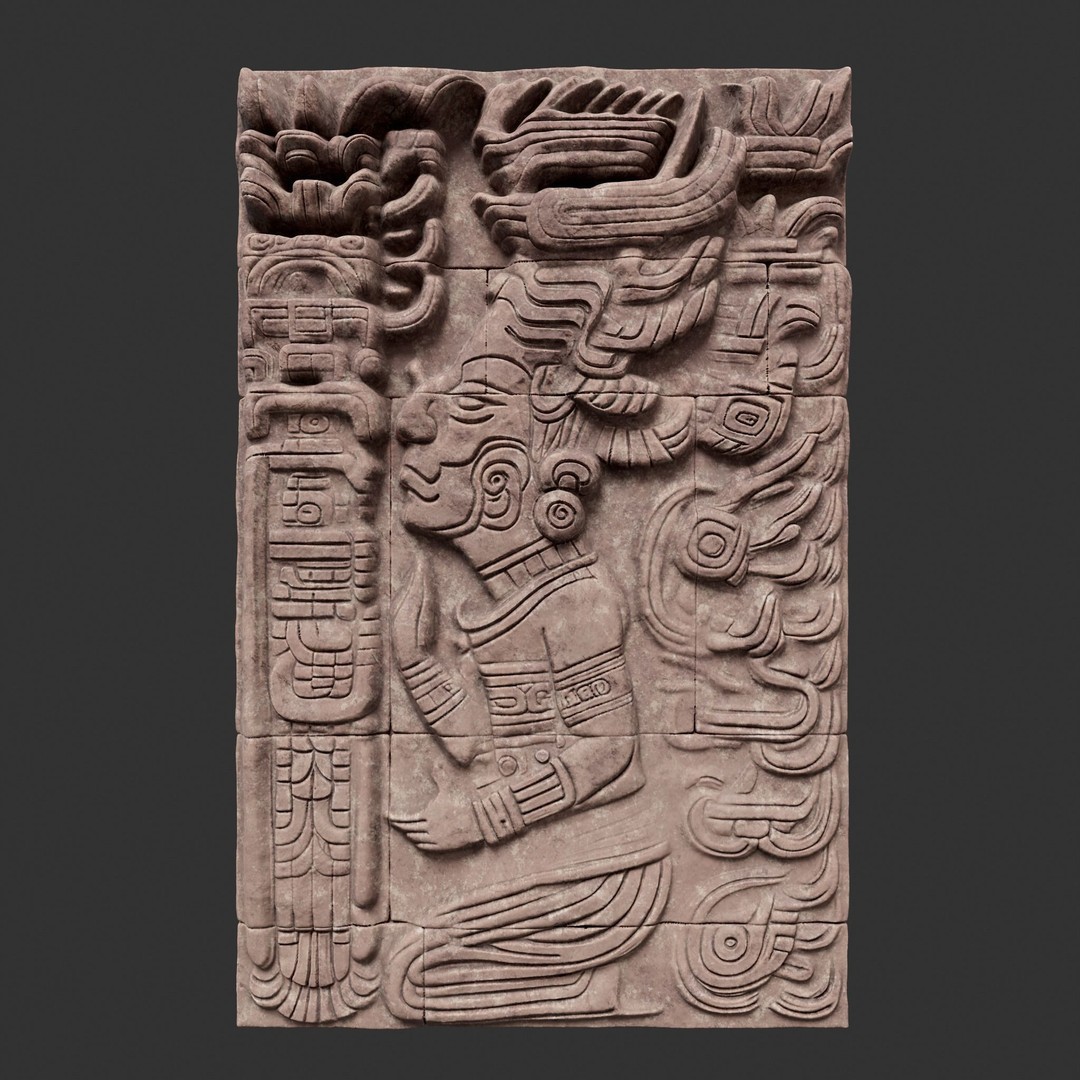 Mayan Temple Wall 3D Model – Low Poly Architectural Asset, FBX - View 30