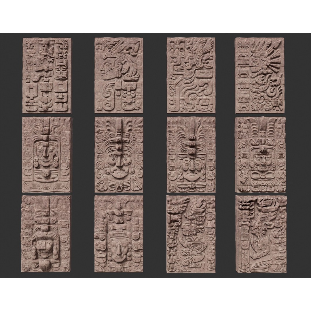 Mayan Temple Wall 3D Model – Low Poly Architectural Asset, FBX - View 4