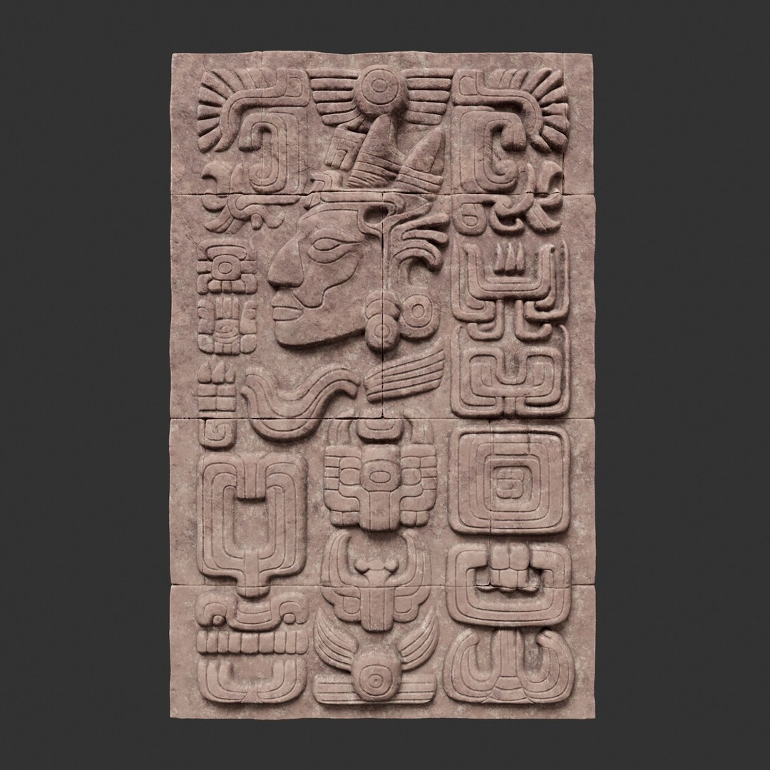 Mayan Temple Wall 3D Model – Low Poly Architectural Asset, FBX - View 8