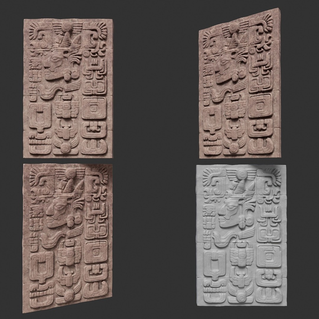 Mayan Temple Wall 3D Model – Low Poly Architectural Asset, FBX - View 9