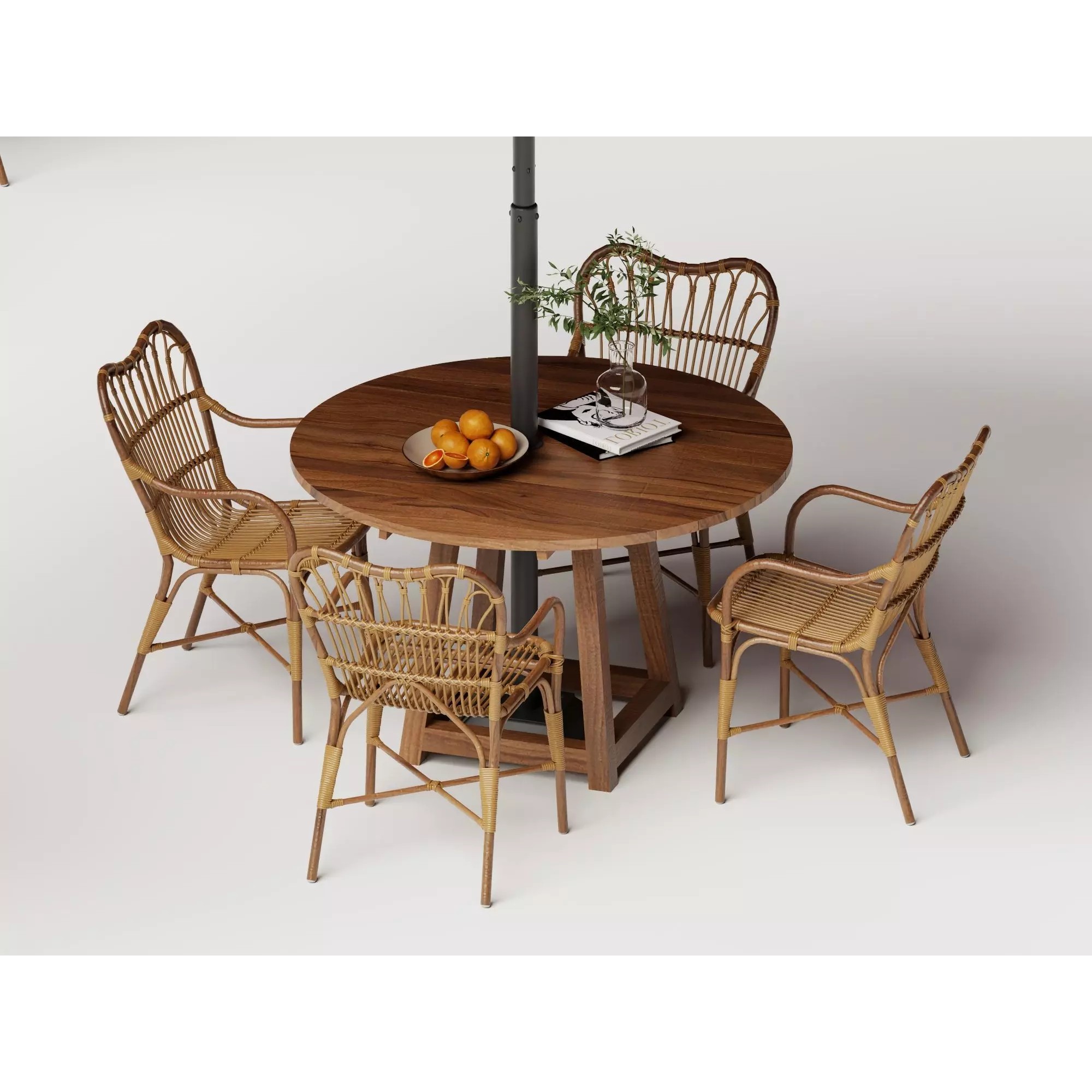 Commercial Outdoor Umbrella Dining Set - Low-Poly Game-Ready 3D Model - View 10