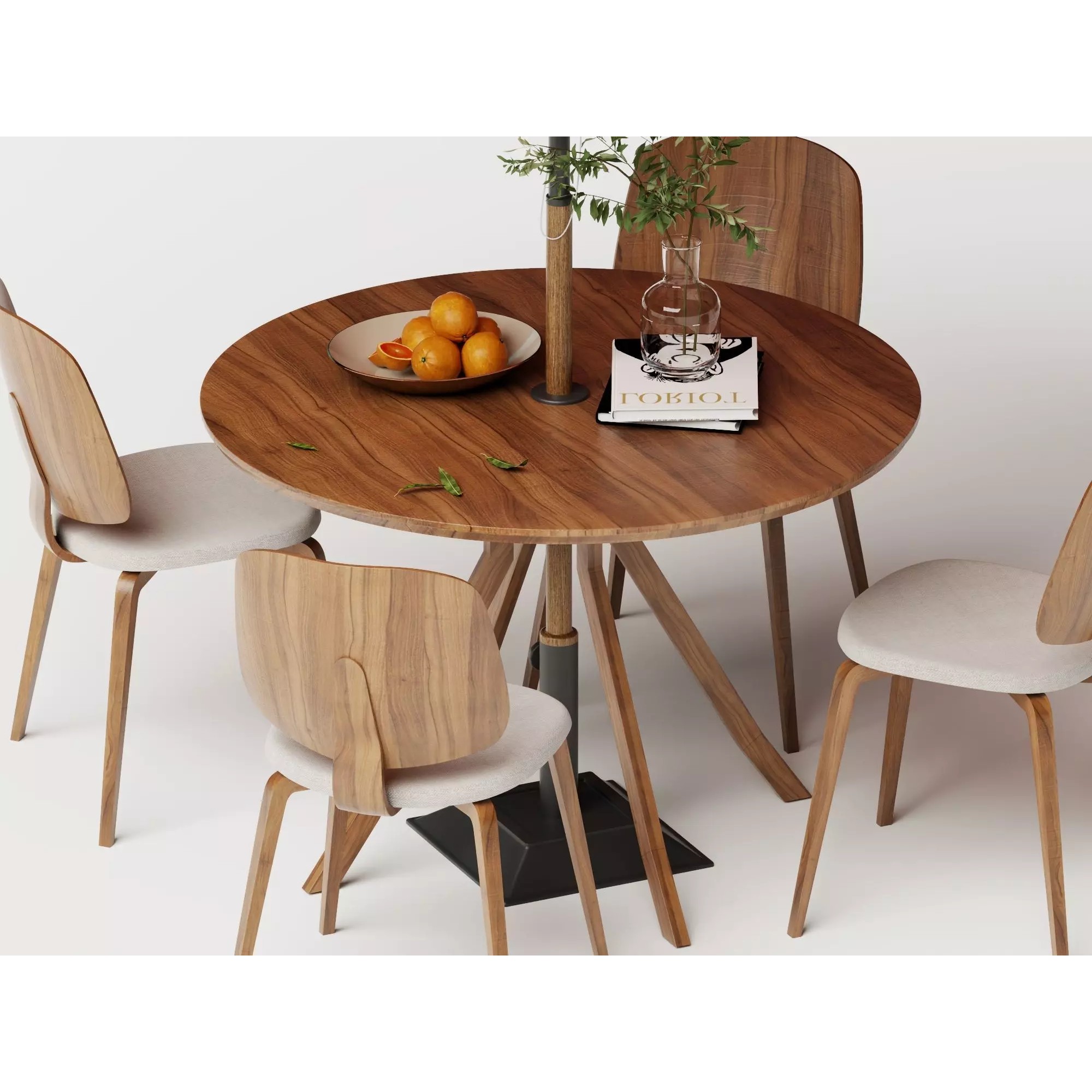 Commercial Outdoor Umbrella Dining Set - Low-Poly Game-Ready 3D Model - View 11