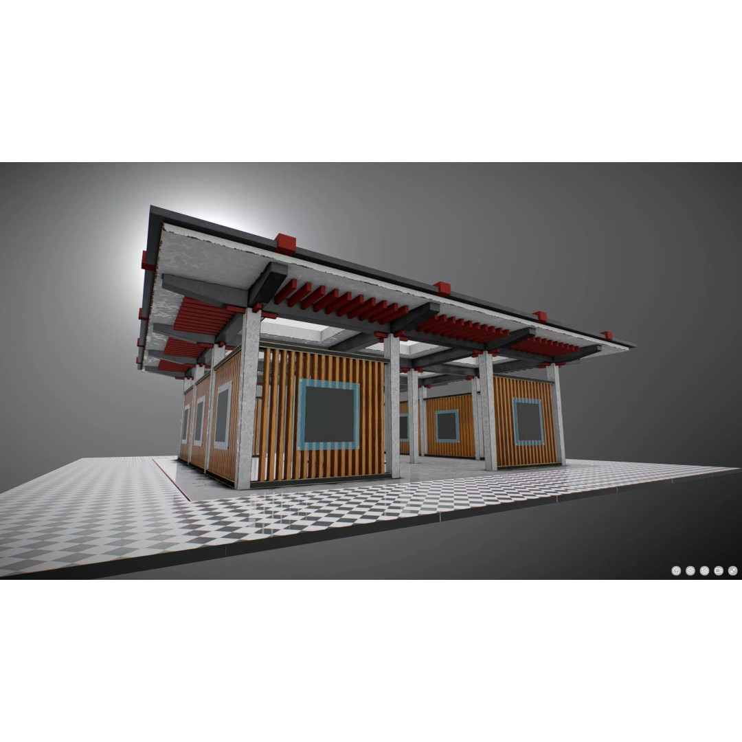 Japanese Image Gallery 3D Model – Low Poly VR Asset, Blender, FBX, GLB - View 2