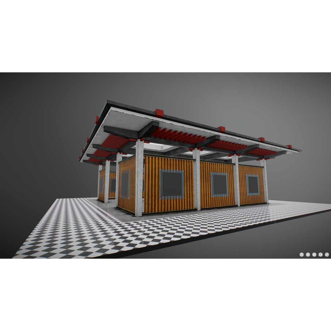 Japanese Image Gallery 3D Model – Low Poly VR Asset, Blender, FBX, GLB - View 4