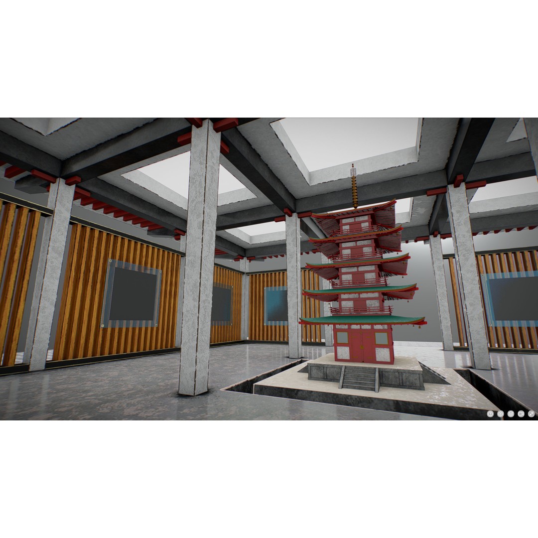 Japanese Image Gallery 3D Model – Low Poly VR Asset, Blender, FBX, GLB - View 5