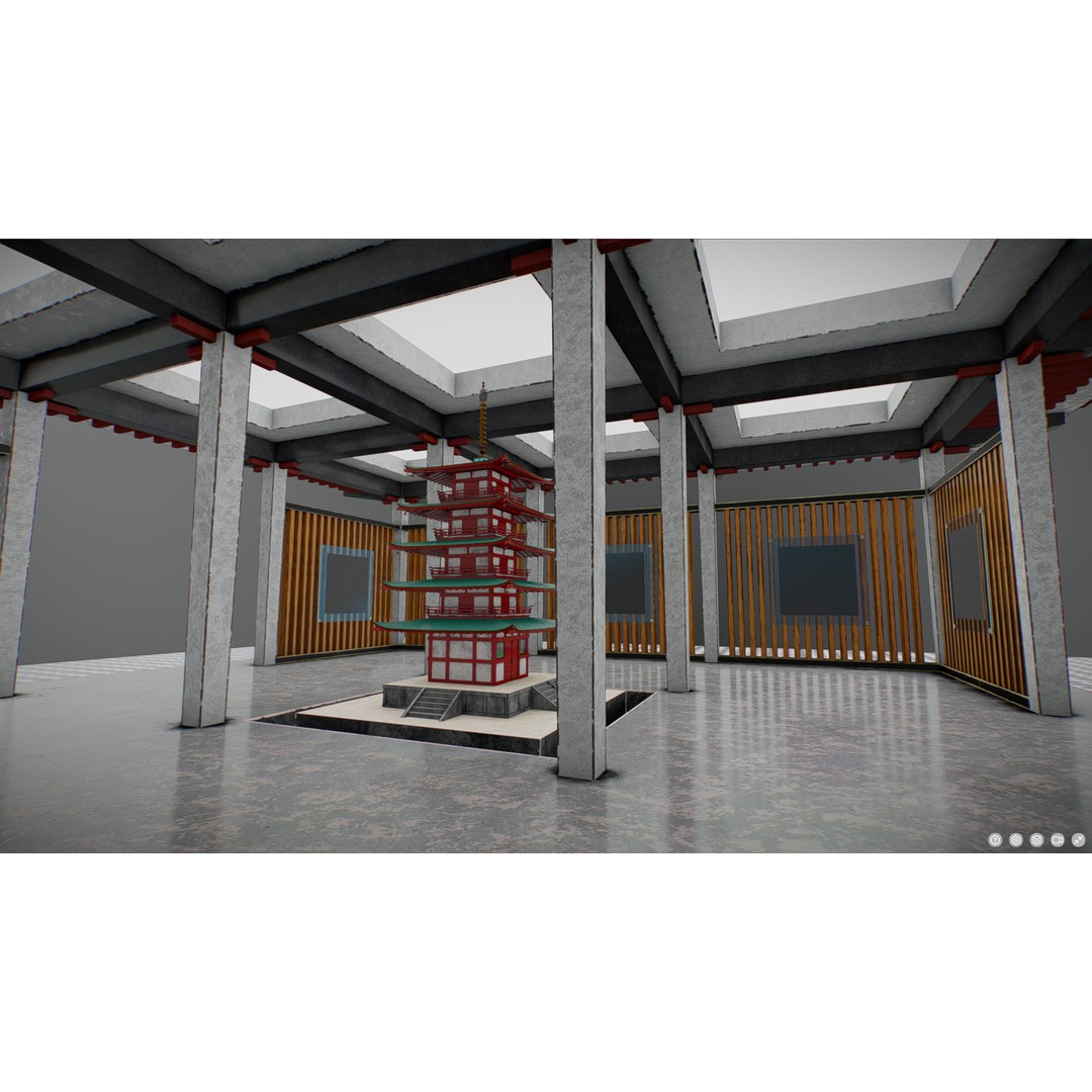Japanese Image Gallery 3D Model – Low Poly VR Asset, Blender, FBX, GLB - View 6