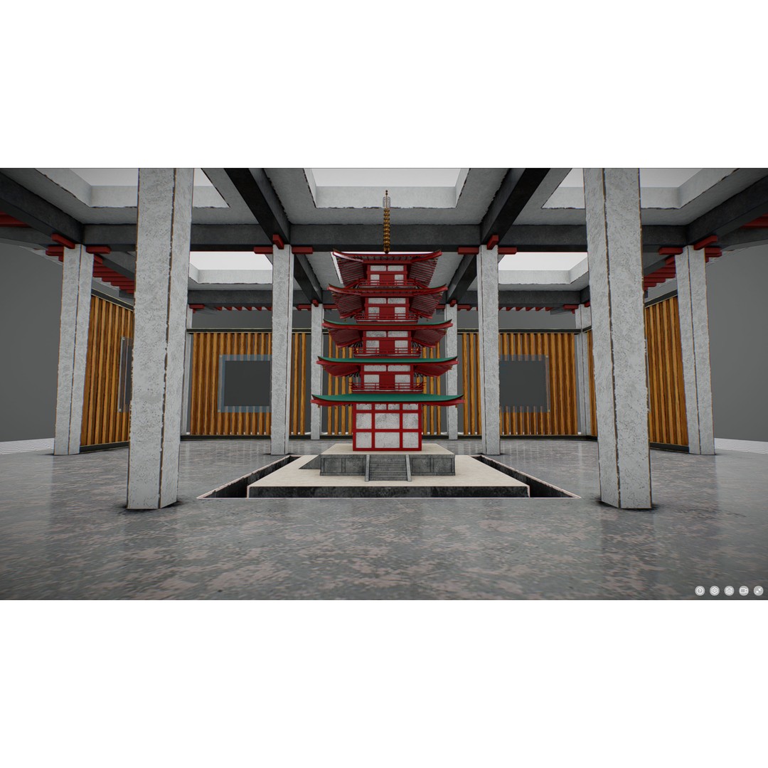 Japanese Image Gallery 3D Model – Low Poly VR Asset, Blender, FBX, GLB - View 7