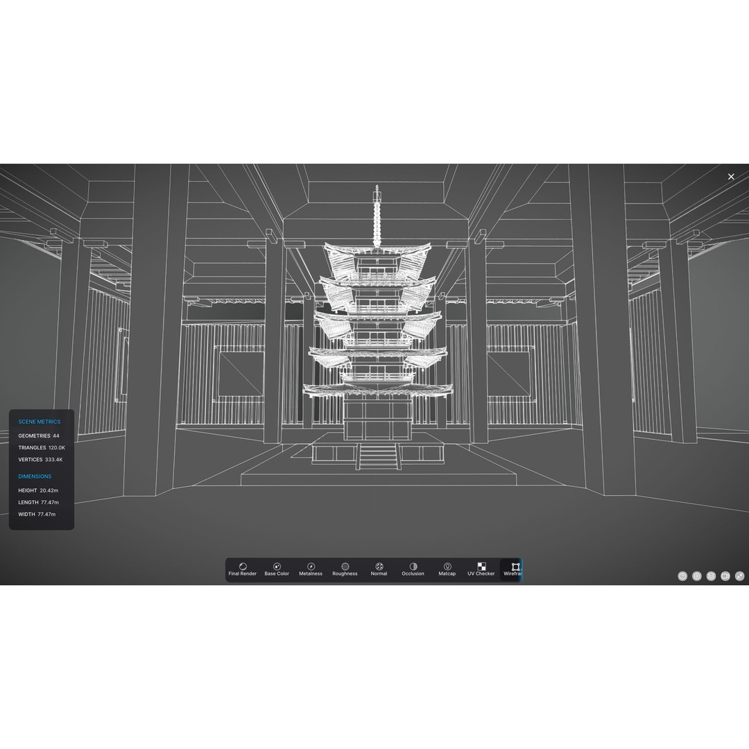 Japanese Image Gallery 3D Model – Low Poly VR Asset, Blender, FBX, GLB - View 8