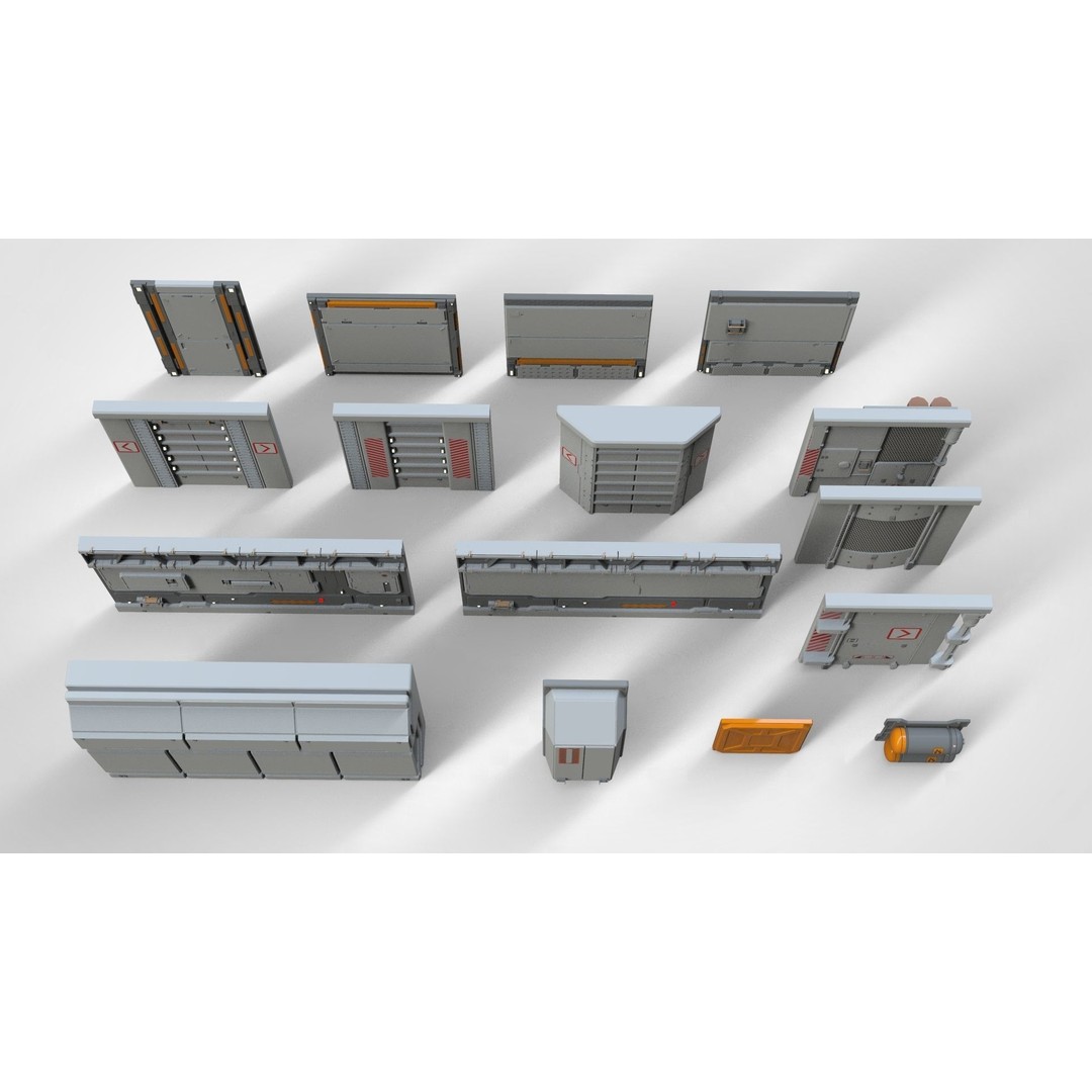 Sci-Fi Architecture 3D Model – Complex Kitbash Elements, FBX - View 3