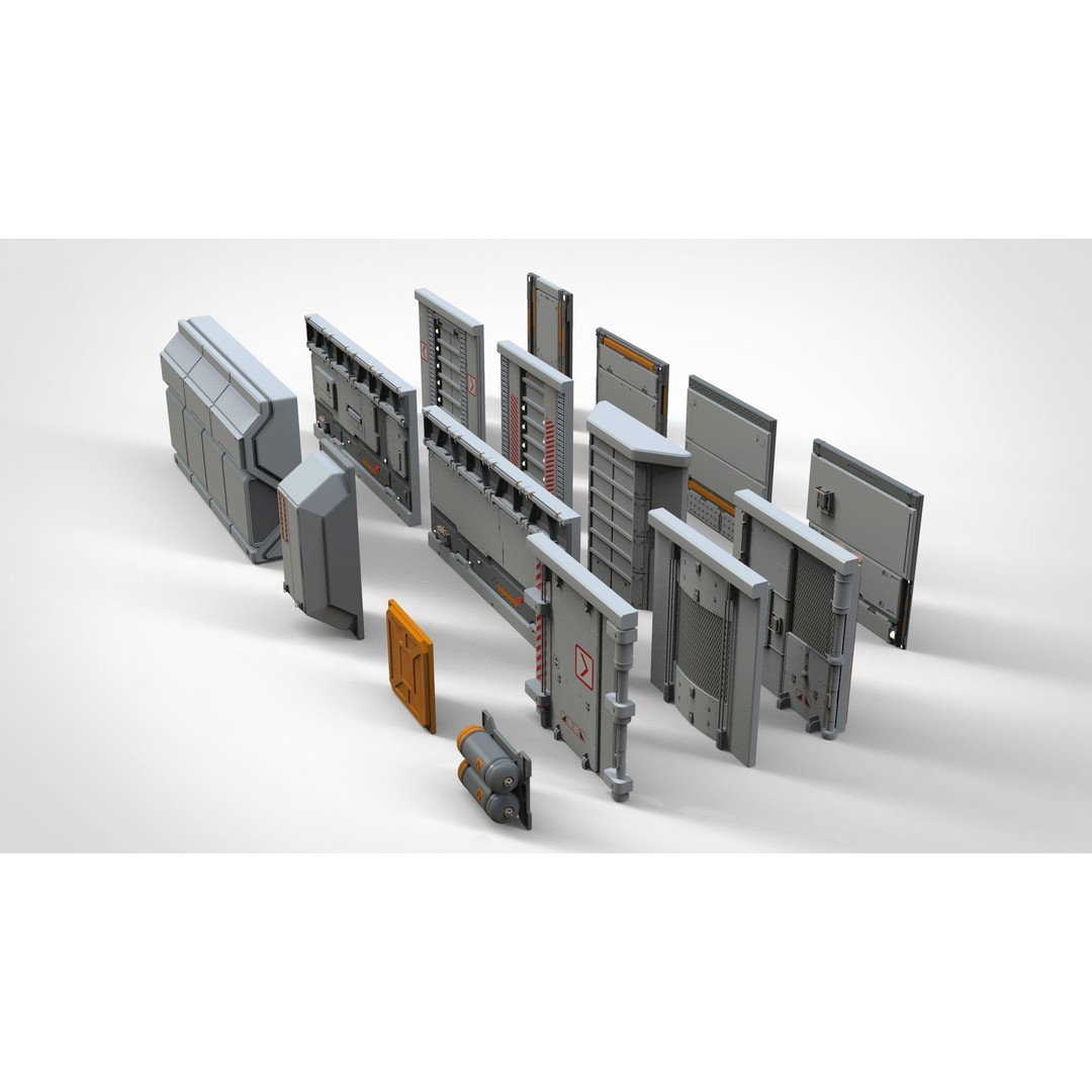 Sci-Fi Architecture 3D Model – Complex Kitbash Elements, FBX - View 4