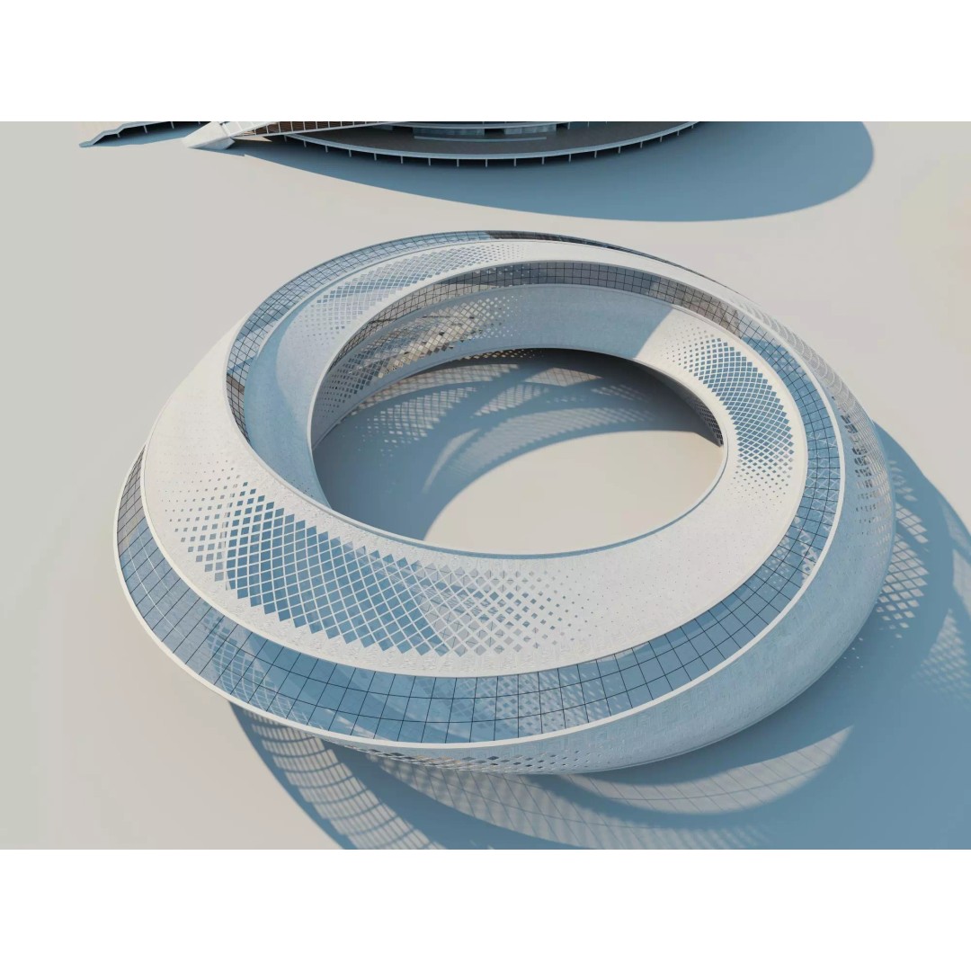 Modern Soccer Stadium 3D Model – Unique Futuristic Roof Designs, FBX, OBJ - View 14
