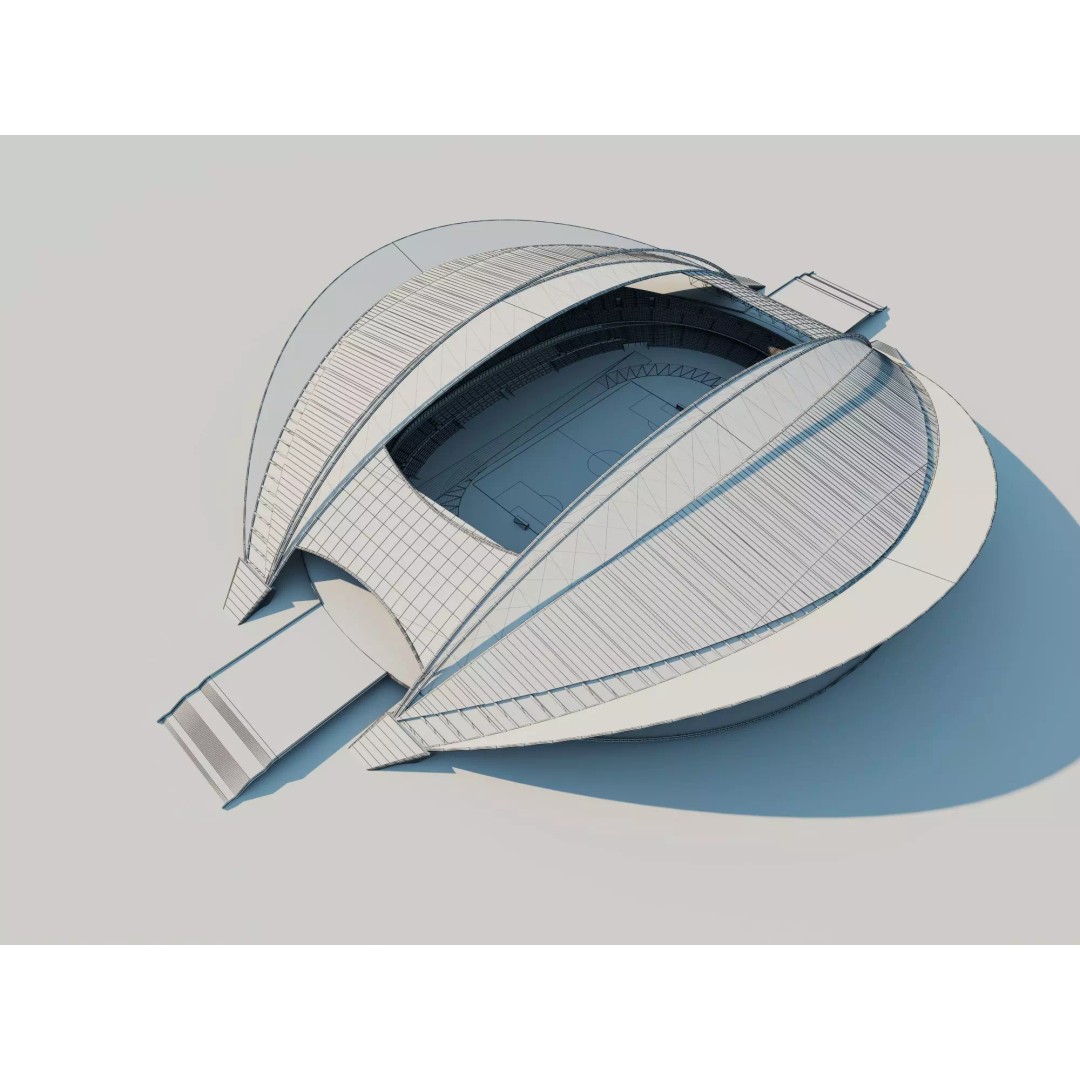 Modern Soccer Stadium 3D Model – Unique Futuristic Roof Designs, FBX, OBJ - View 15