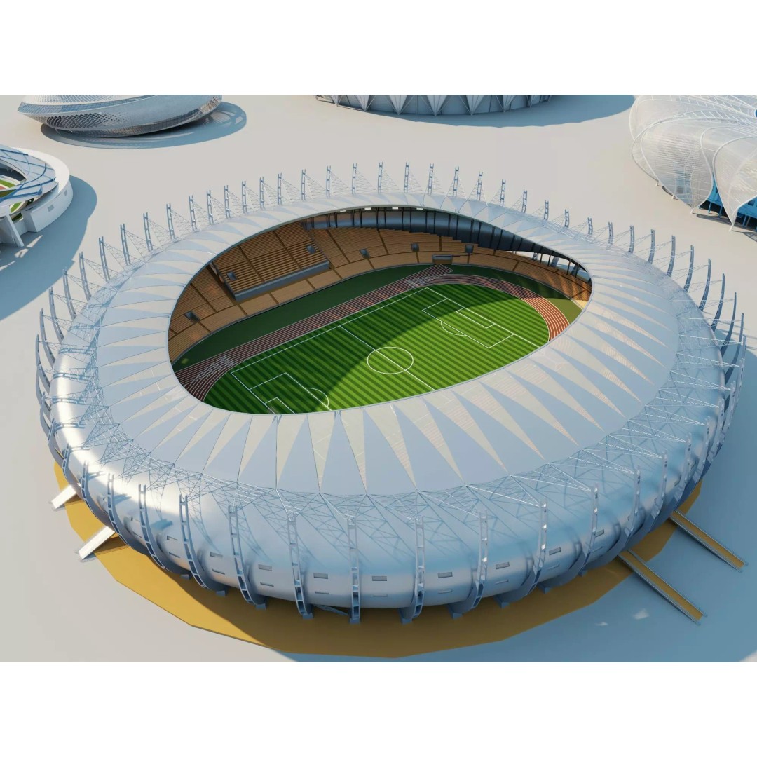 Modern Soccer Stadium 3D Model – Unique Futuristic Roof Designs, FBX, OBJ - View 8
