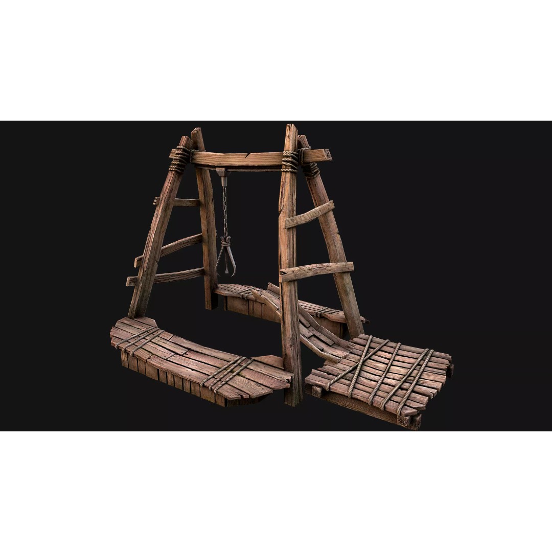 Quarry Crane 3D Model – Low Poly Game Ready Asset, FBX - View 2