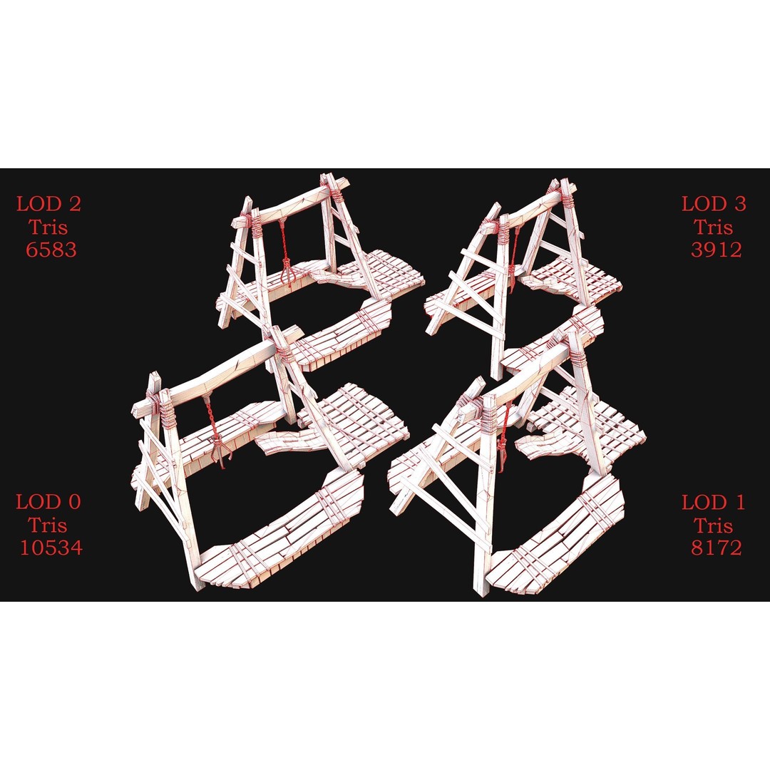 Quarry Crane 3D Model – Low Poly Game Ready Asset, FBX - View 3