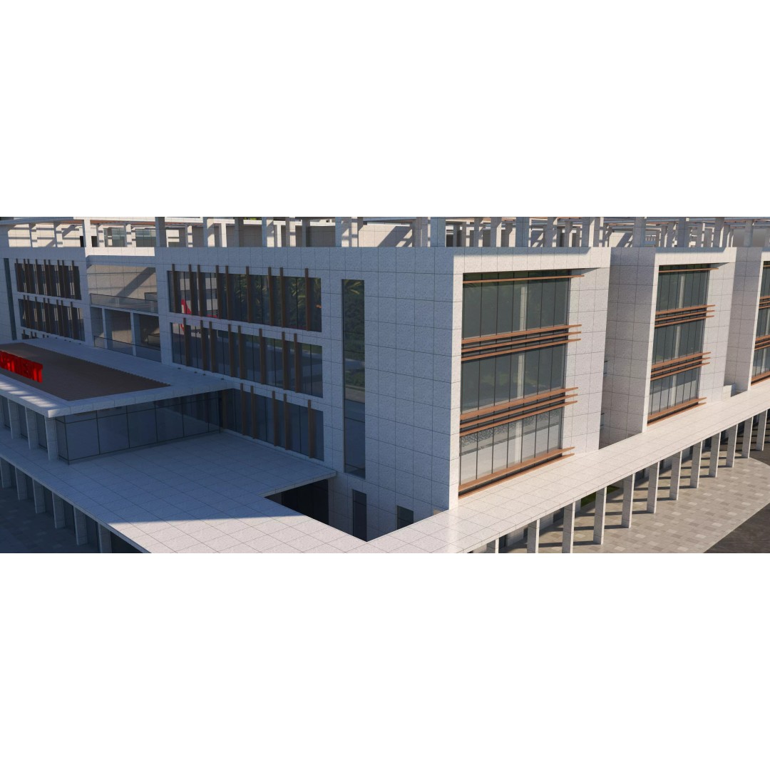 Hospital Building 3D Model – Modern Architectural Design, FBX, OBJ - View 10