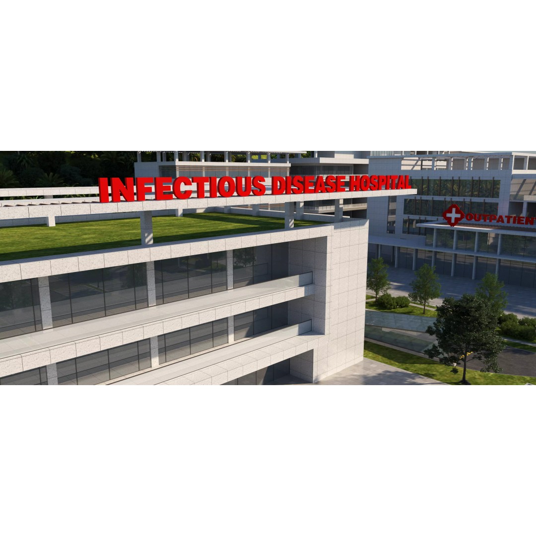 Hospital Building 3D Model – Modern Architectural Design, FBX, OBJ - View 11