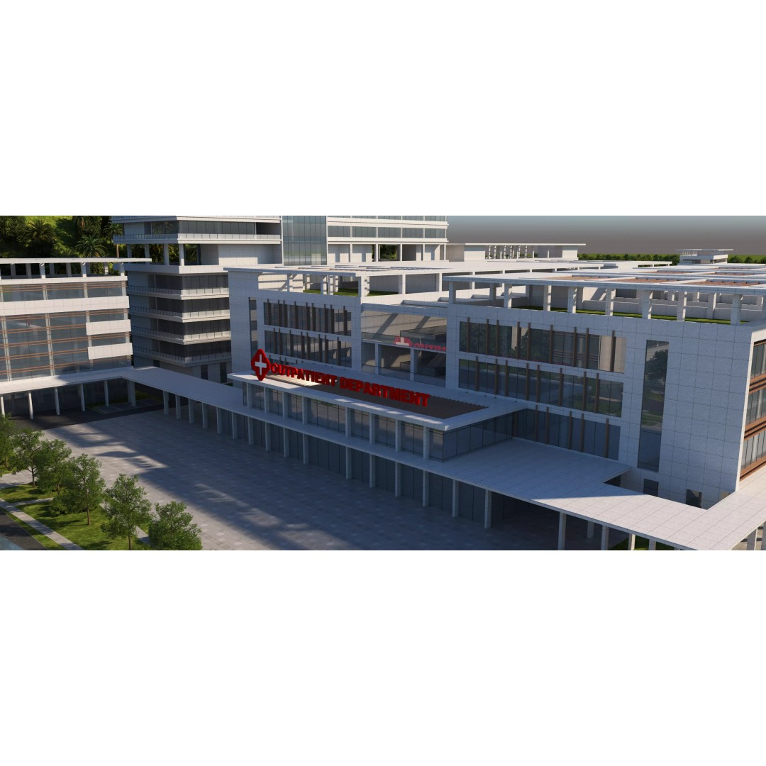 Hospital Building 3D Model – Modern Architectural Design, FBX, OBJ - View 13
