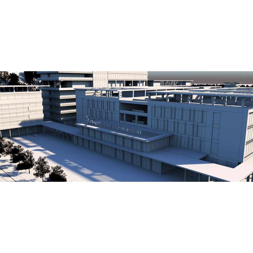 Hospital Building 3D Model – Modern Architectural Design, FBX, OBJ - View 17