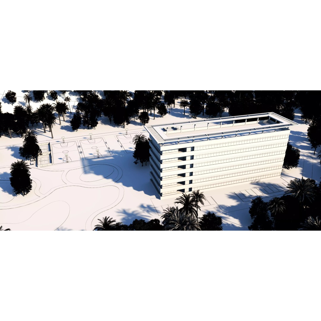 Hospital Building 3D Model – Modern Architectural Design, FBX, OBJ - View 20