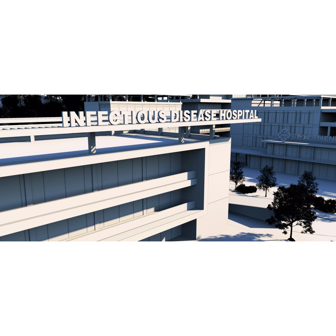 Hospital Building 3D Model – Modern Architectural Design, FBX, OBJ - View 27