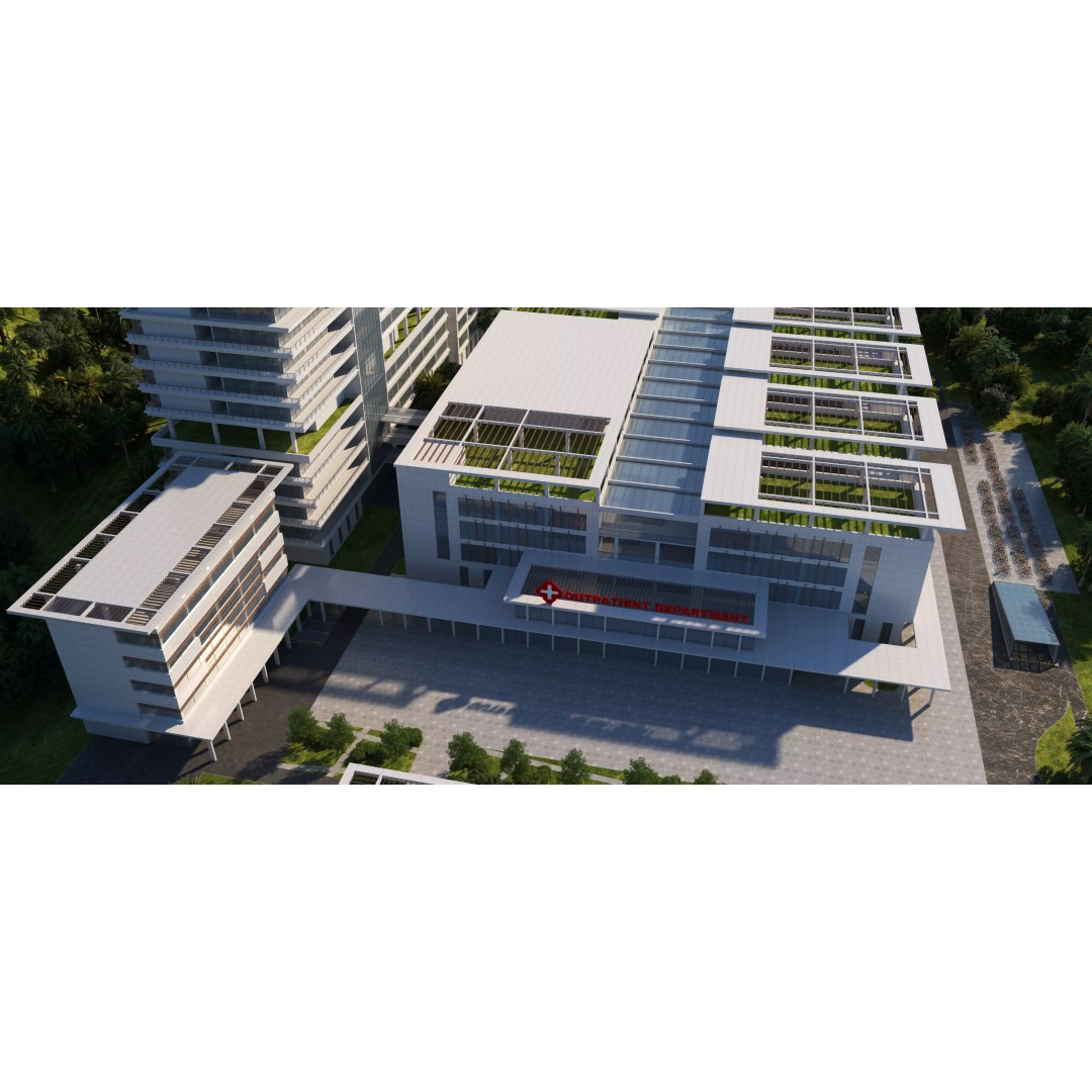 Hospital Building 3D Model – Modern Architectural Design, FBX, OBJ - View 4