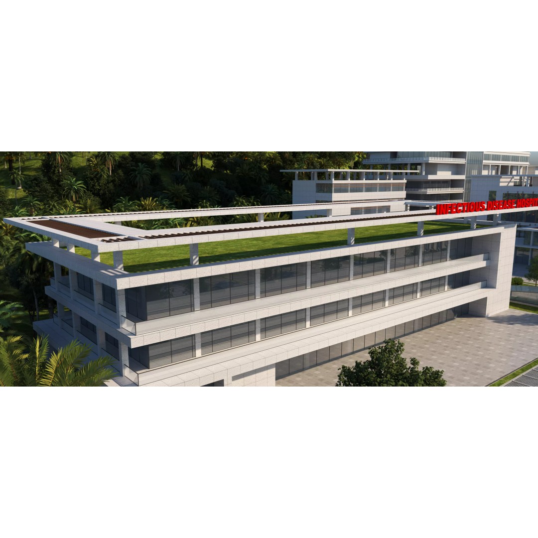 Hospital Building 3D Model – Modern Architectural Design, FBX, OBJ - View 5