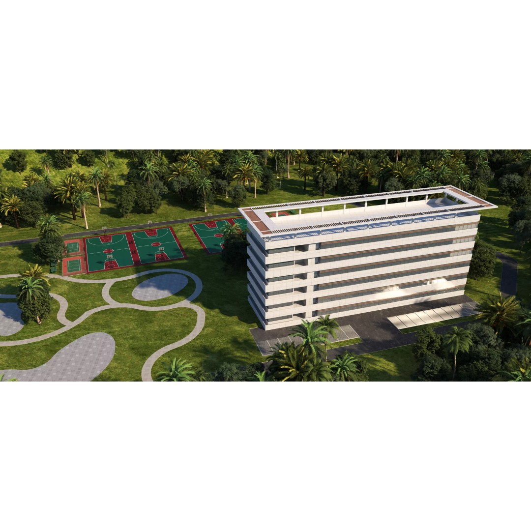 Hospital Building 3D Model – Modern Architectural Design, FBX, OBJ - View 7