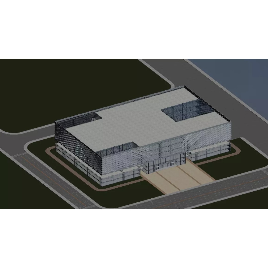 Modern Public Building 3D Model – Architectural Design, FBX, PBR