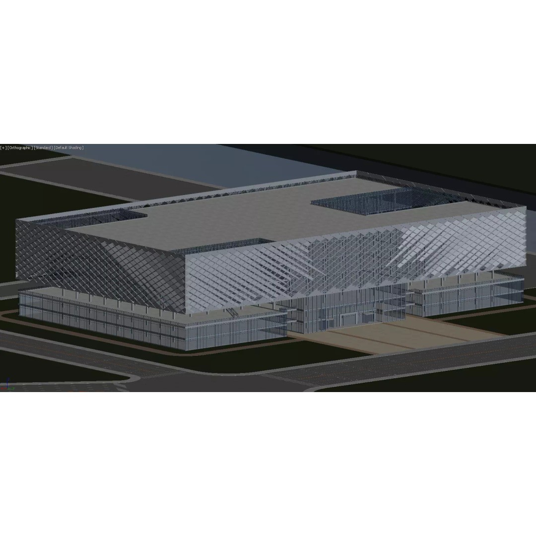 Modern Public Building 3D Model – Architectural Design, FBX, PBR - View 3
