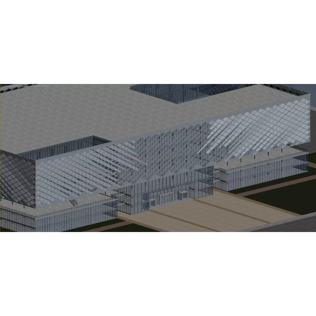 Modern Public Building 3D Model – Architectural Design, FBX, PBR - View 4