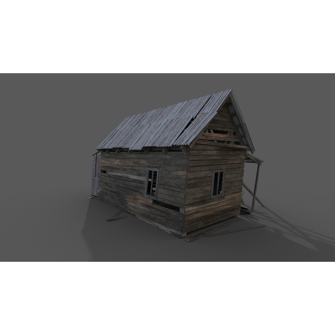 Old House 3D Model – Low Poly PBR Game Asset, FBX - View 12