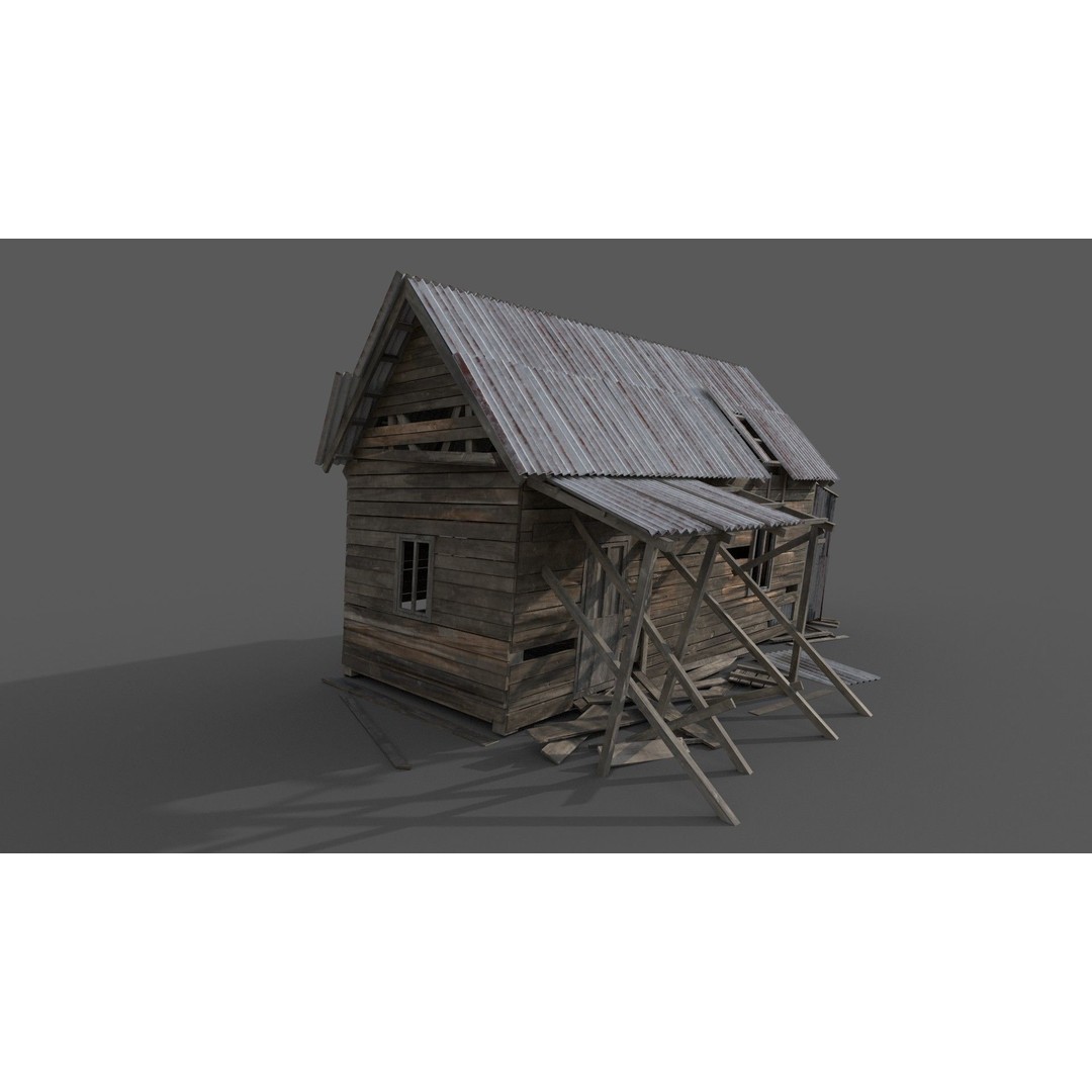 Old House 3D Model – Low Poly PBR Game Asset, FBX - View 14