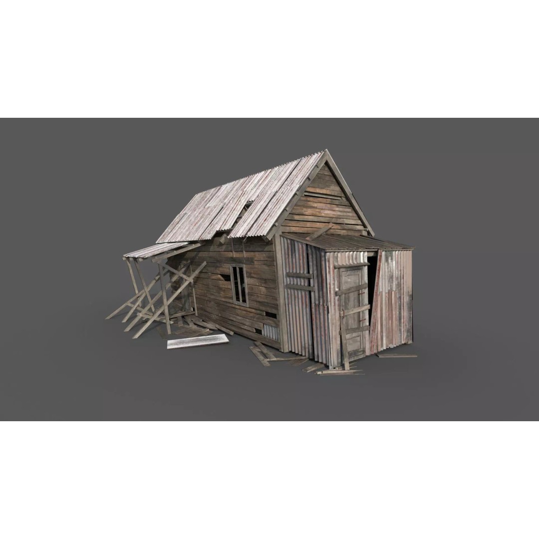 Old House 3D Model – Low Poly PBR Game Asset, FBX - View 2