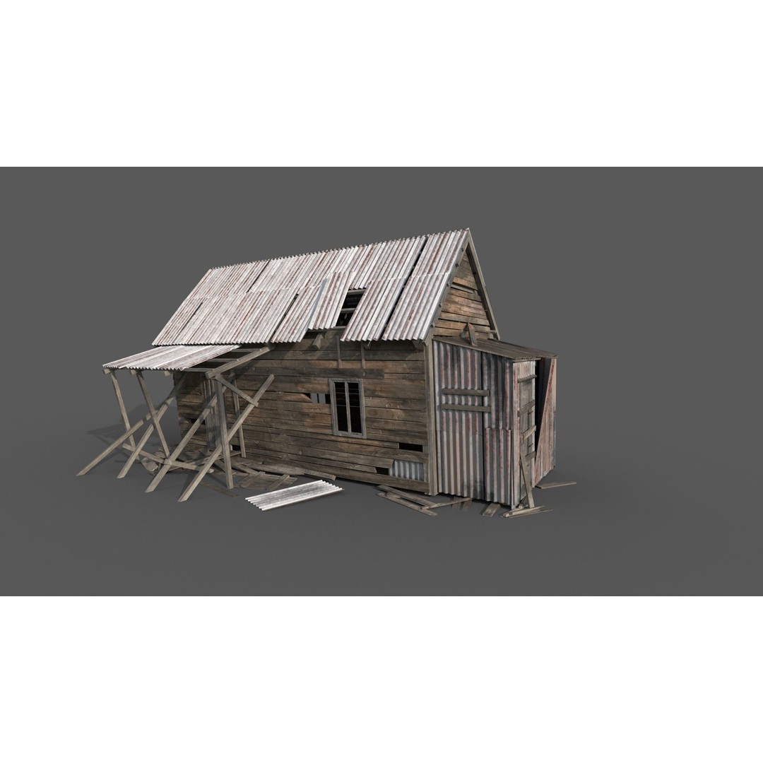 Old House 3D Model – Low Poly PBR Game Asset, FBX - View 3