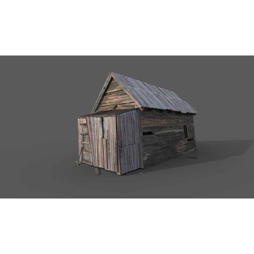 Old House 3D Model – Low Poly PBR Game Asset, FBX - View 4