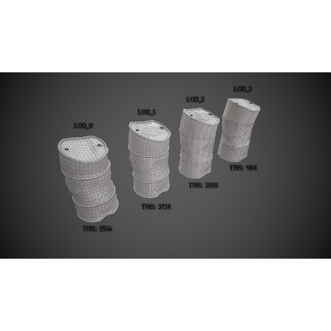 Military Barrels 3D Model – Low Poly Game Asset, FBX, PBR Textures - View 13