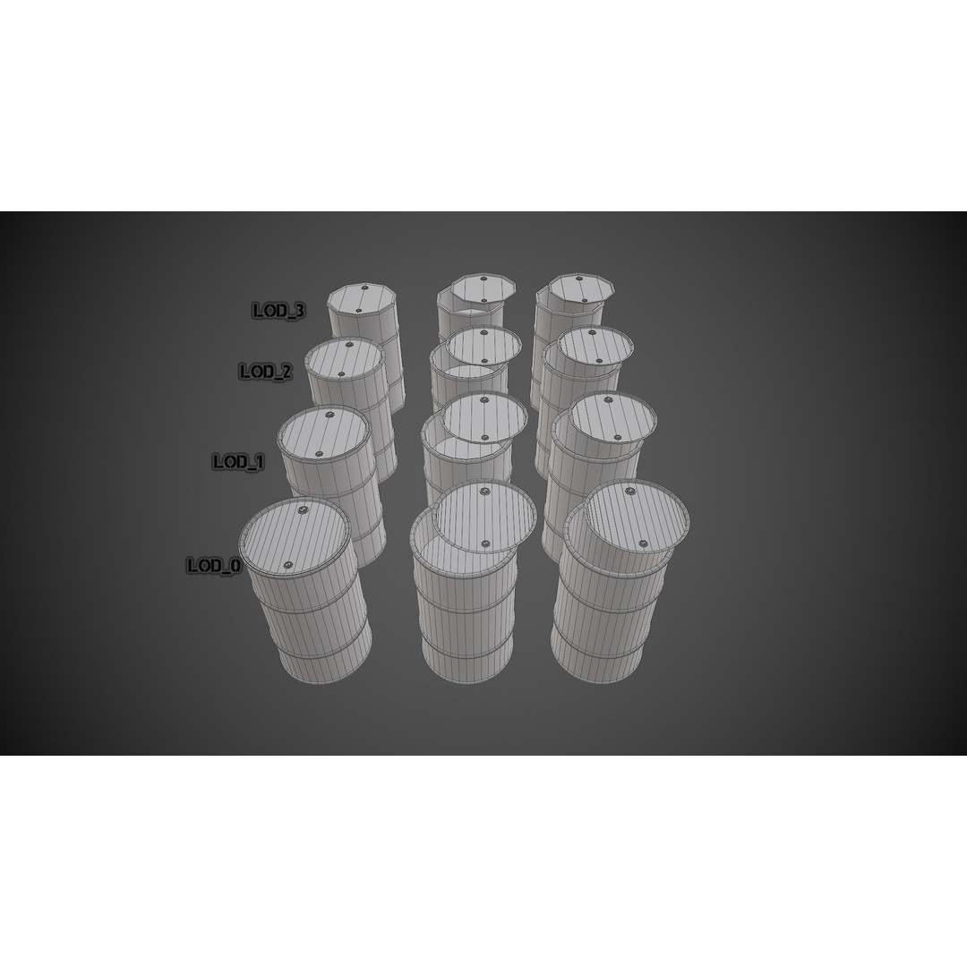 Military Barrels 3D Model – Low Poly Game Asset, FBX, PBR Textures - View 14