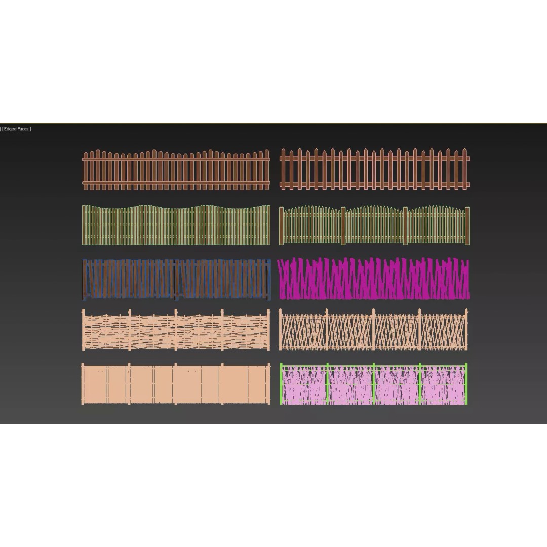 Wooden Fence 3D Model – Vintage Bamboo and Wooden Styles, FBX
