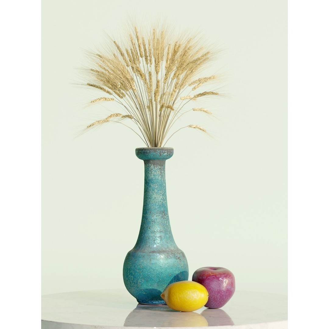 Long Neck Green Vase 3D Model – PBR Textured Decorative Asset, FBX/OBJ - View 4
